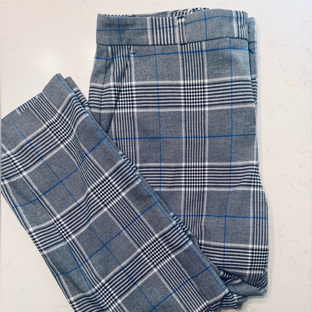 Banana Republic Womens Blue Plaid Midrise Pants 16